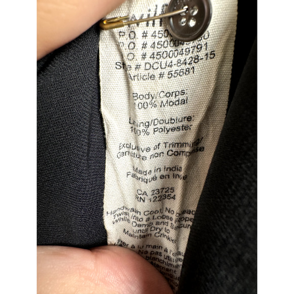 Aritzia Wilfred Black Bohemian Gothic Demure Modal Crinkle Mini Shirt Dress - Picture 8 of 10